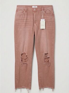 COS Distressed Wide-Leg Jeans in Dusty Rose